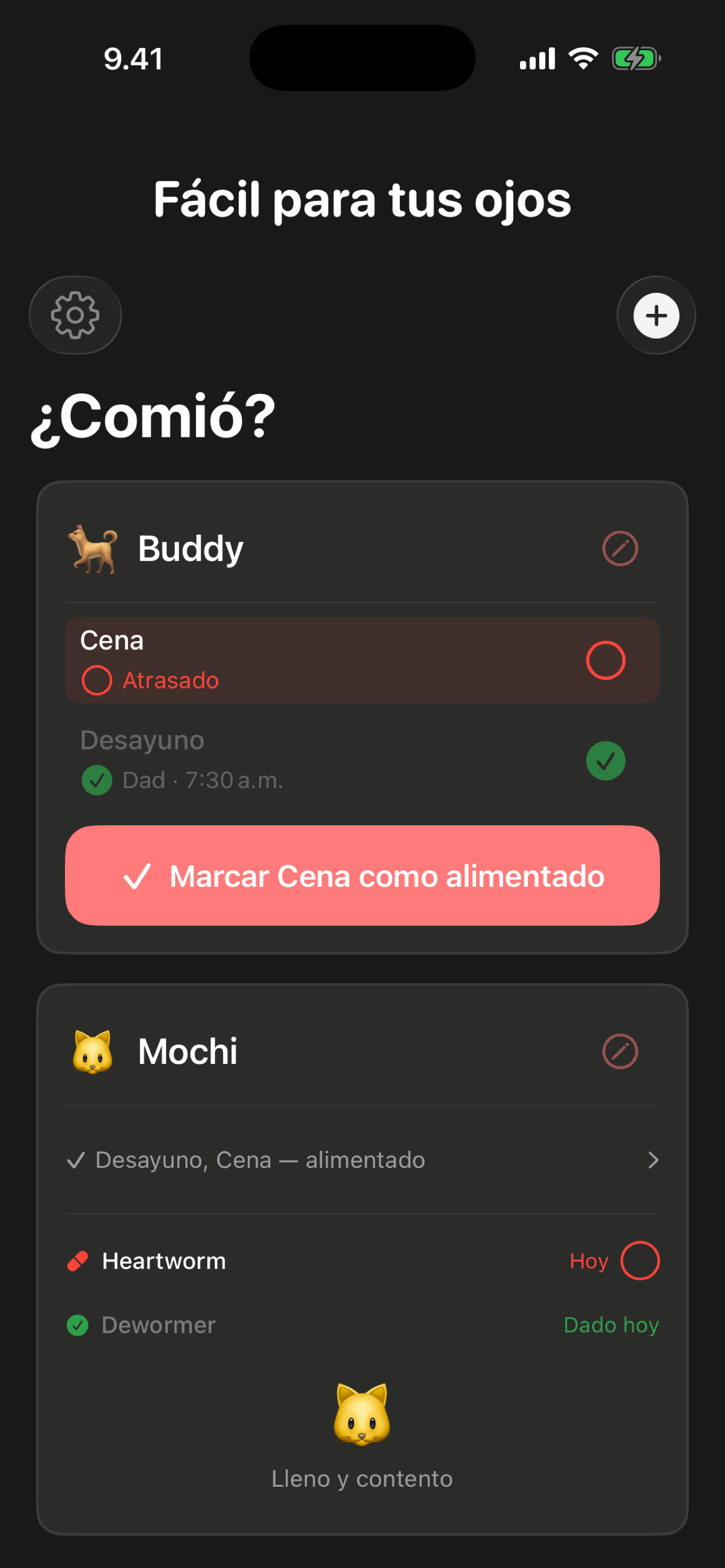 Fed? modo oscuro — cómodo para alimentar de noche