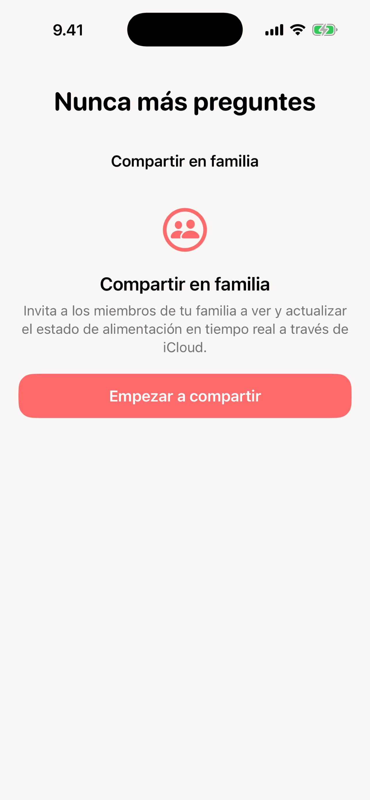 Fed? compartir en familia — invita a familiares a ver el estado de alimentación