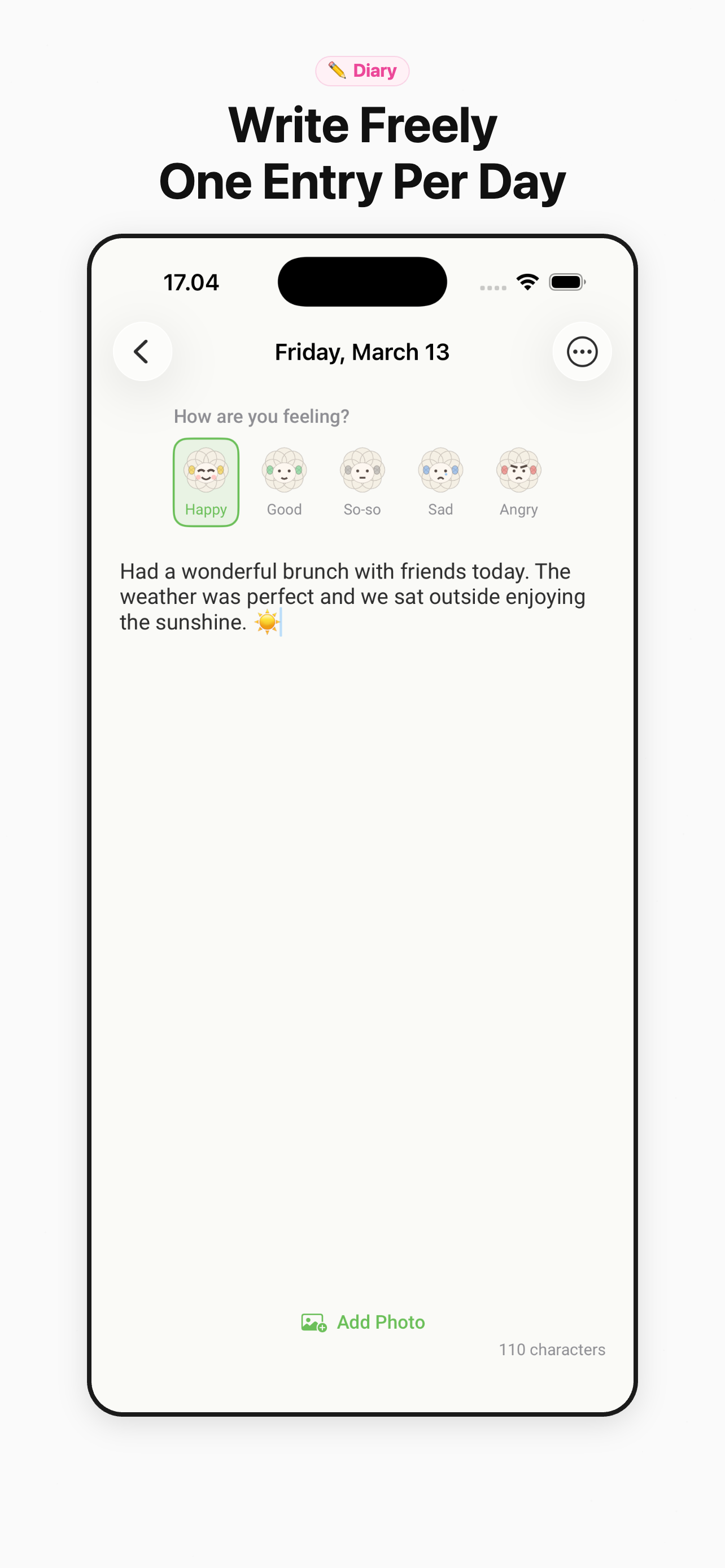 NoDiary Diary Entry