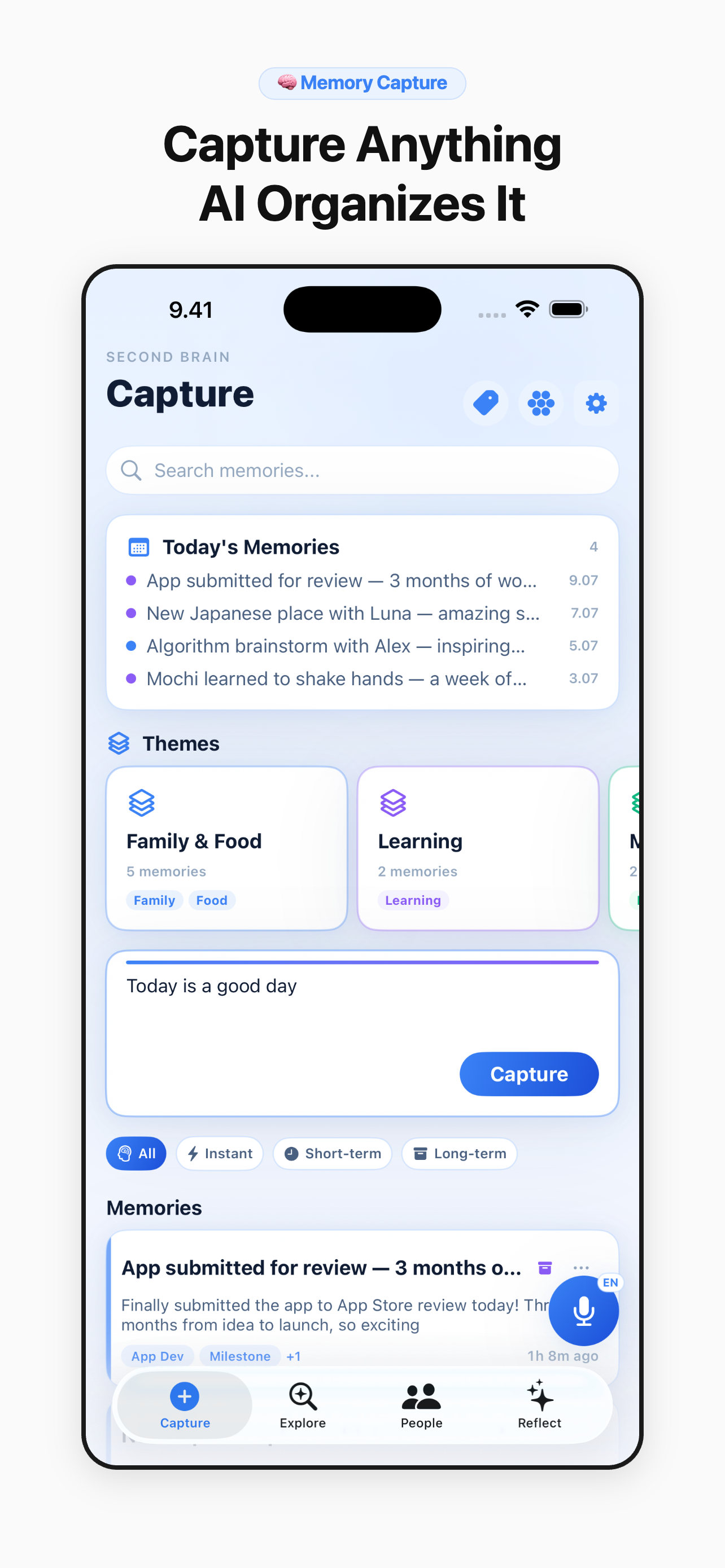 Memory Capture — organize thoughts with AI