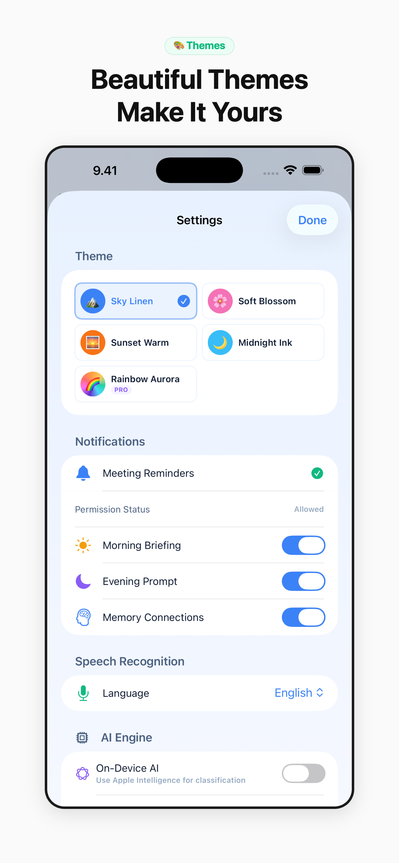 Themes — make it yours