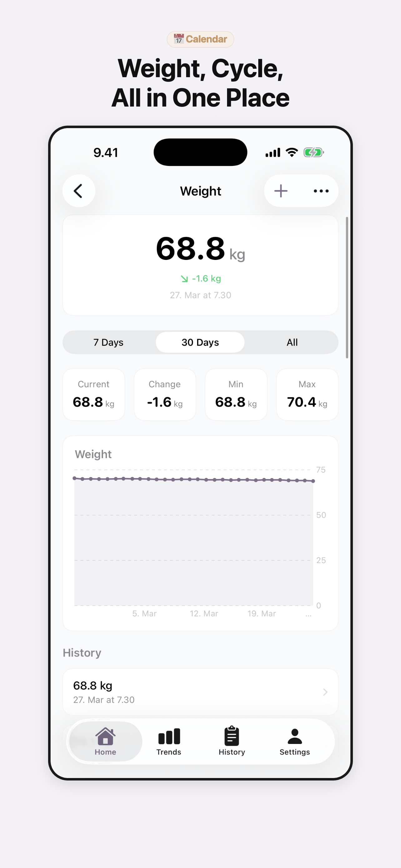 Symptio - Calendar tracking