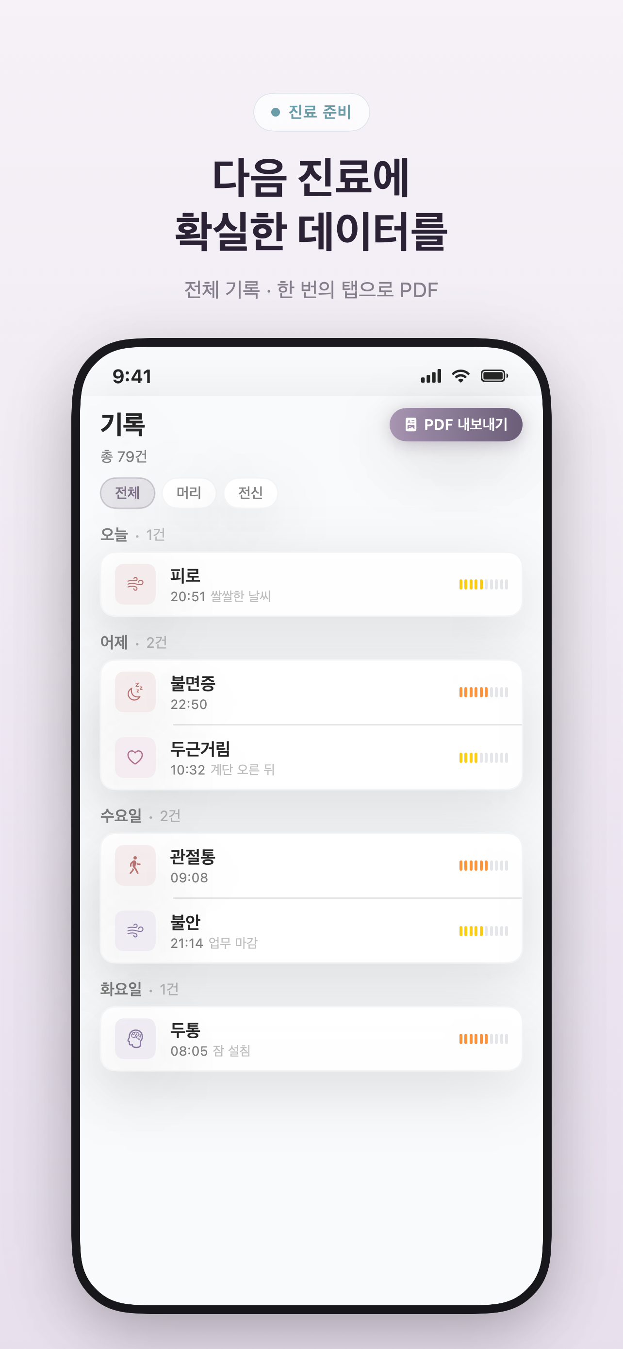 Symptio 기록 이력
